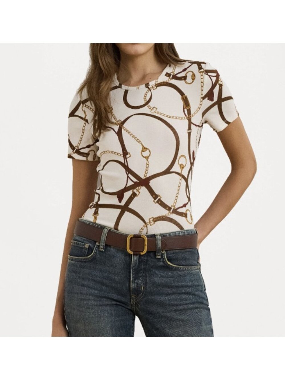LAUREN Ralph Lauren Belting Print Tee ( XXS )